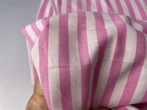 Fastvævet skjortepoplin - i garnfarvede striber i pink og hvid