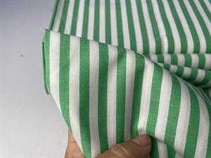 Fastvævet skjortepoplin - i garnfarvede striber i grøn og hvid