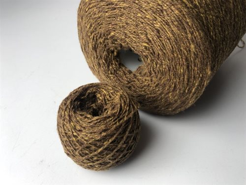 100% cashmere - mørk okkerbrun melange, 50 gram