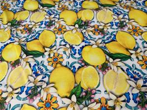 Deko canvas - friske citroner på mønstret bund