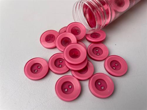 Knap - pink med tyk kant, 15 mm