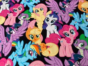 Bomuldsjersey - My Little Pony på sort bund