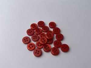 Skjorte knap - 10 mm lille fin 4 hulsknap i klar rød
