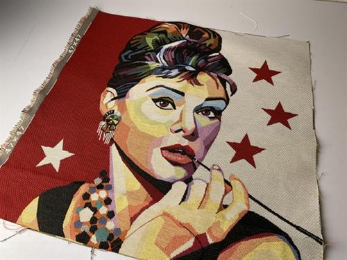 Gobelin - 1 stk. pudestykke med Audrey Hepburn, 47 cm x 47 cm