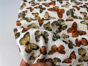 Dobbelt gauze - sommerfugle på offwhite bund