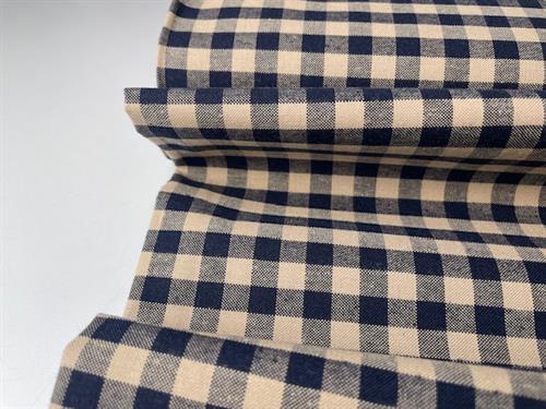 Fastvævet bomuld - mind the MAKER, organic gingham indigo night/dune