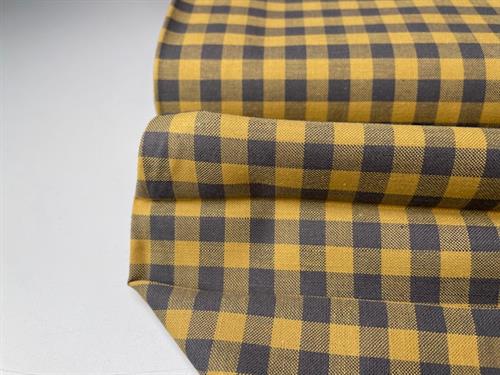 Fastvævet bomuld - mind the MAKER, organic gingham calm grey/dry mustard