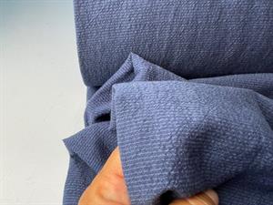 Fastvævet hør/bomuld - lækker mørk jeansblå med vævede striber