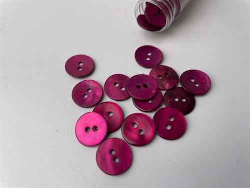 Perlemorknap - fushia, 13 mm, med mat overflade