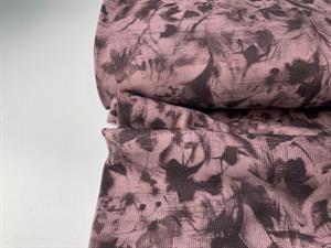 Rillet jersey - varm rosa med gråsort print