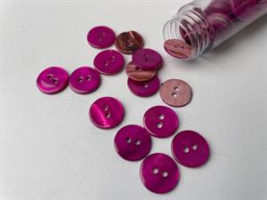 Poleret perlemorknap - intens fuchsia og blank, 13 mm