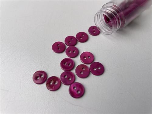 Poleret perlemorknap - mørk fuchsia og blank, 9 mm