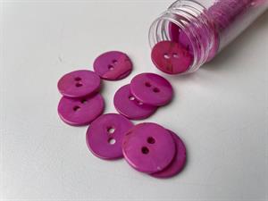 Poleret perlemorknap - fuchsia lilla og blank, 18 mm