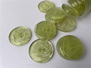 Polyesterknap - lime,  let transparent, 27 mm